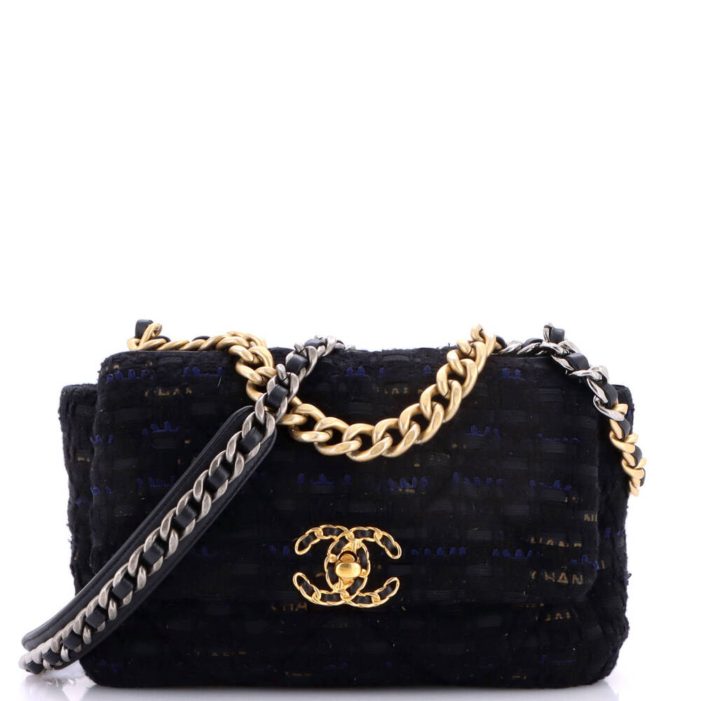 Chanel Medium 19 Flap Bag Quilted Tweed and Ribbon